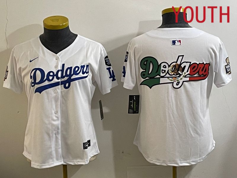Youth Los Angeles Dodgers Blank White Game 2024 Nike MLB Jersey style 112122->youth mlb jersey->Youth Jersey